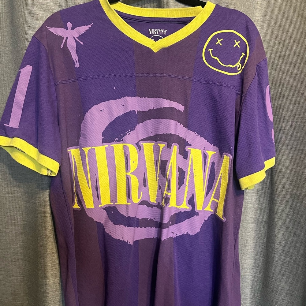 NIRVANA Purple Tee with Yellow Accents